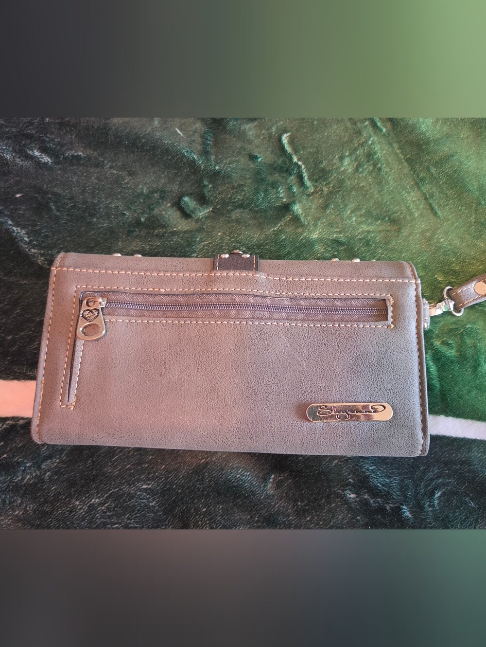 Studded Buckle Detail Gray Women's Satchel - Picture 9 of 10